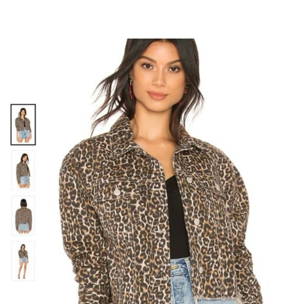 Free People Leopard Denim Jacket